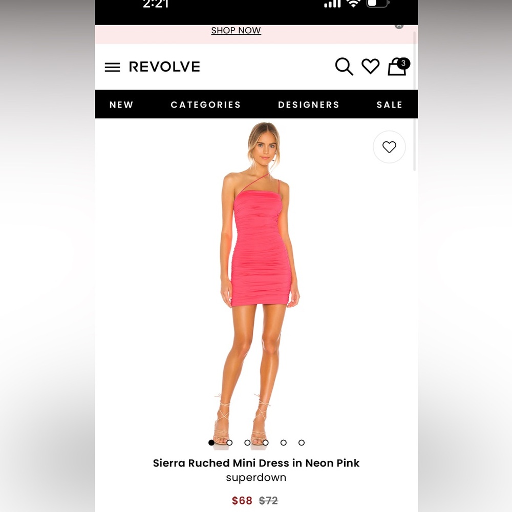 Superdown revolve Sierra Ruched Mini Dress in Neon Pink size small brand new nwt